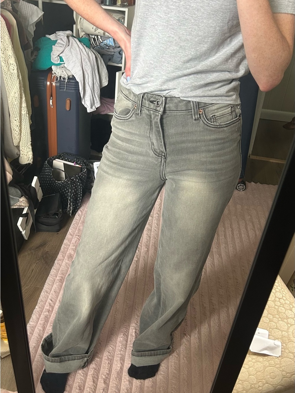 refuge Gray Washed Boyfriend Jeans